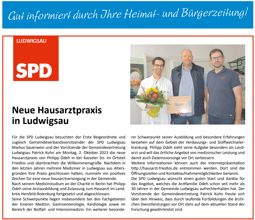 Ludwigsau Kurier Bericht Neue Hausartzpraxis in Ludiwigsau